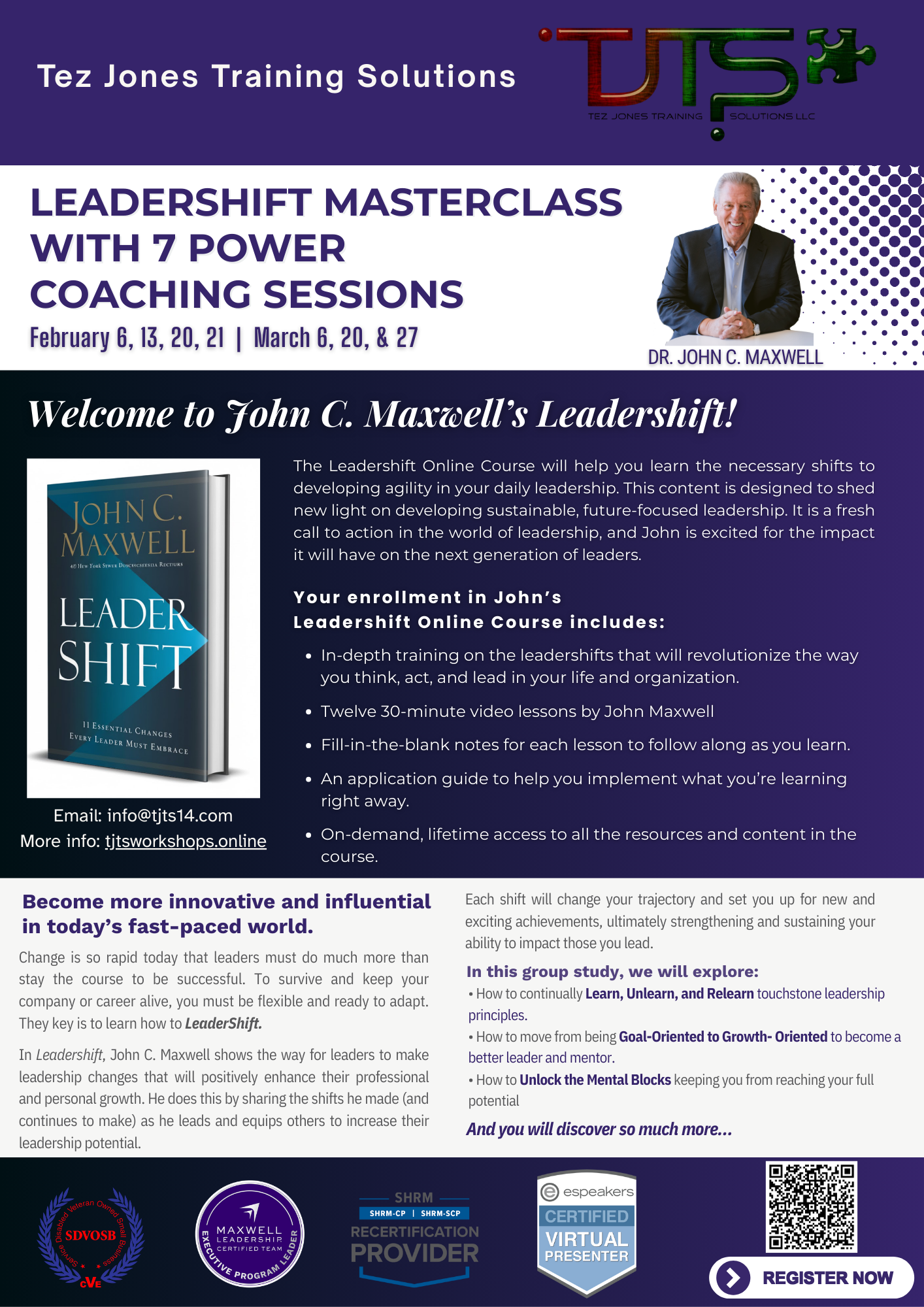 LEADERSHIFT MASTERCLASS WITH 7 POWER COACHING SESSIONS